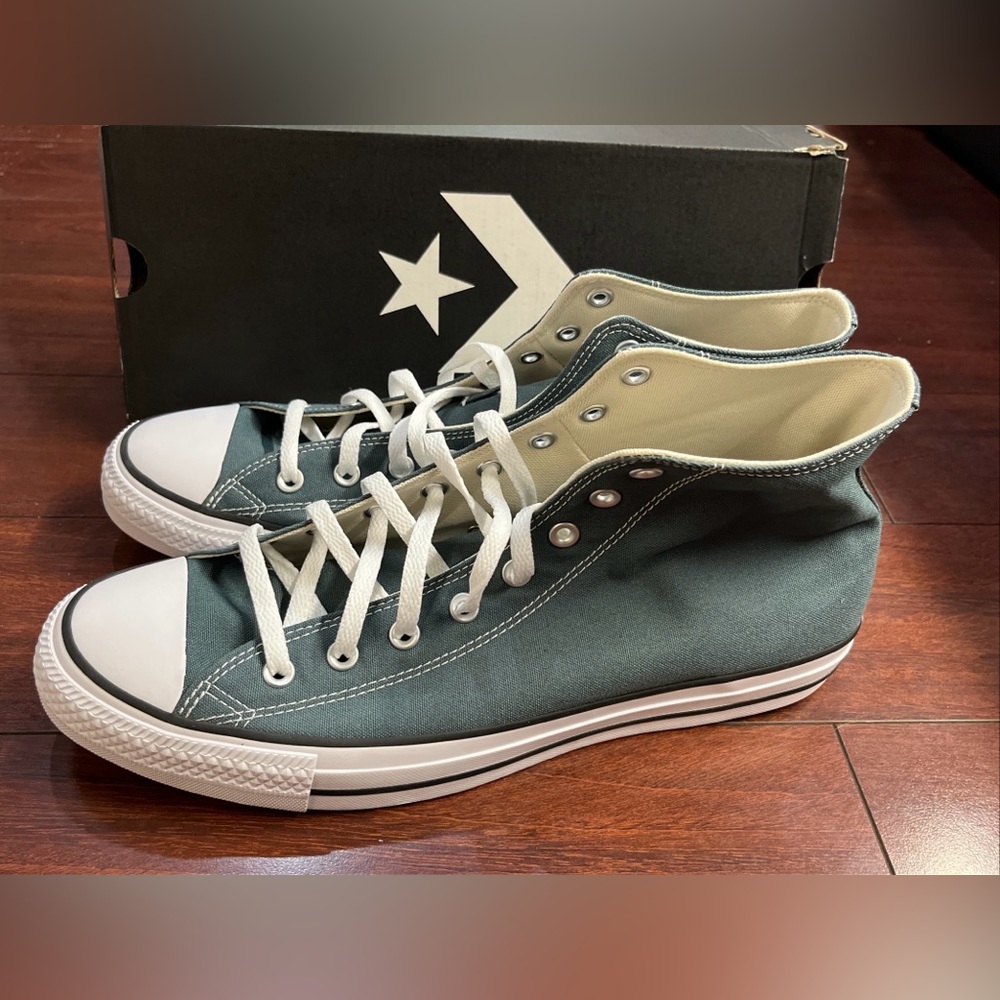 Mens 13 Converse CTAS Hi Top Canvas Shoe Sneaker True Nature Green New A10536F - Picture 7 of 16